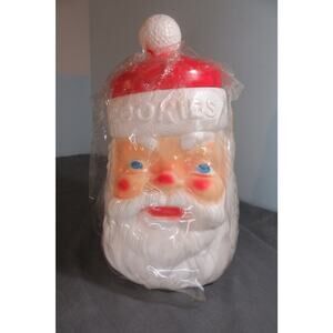 Vtg. 1973 Empire BLOW MOLD Plastic Santa Claus Head Cookie Jar Christmas Wrapper